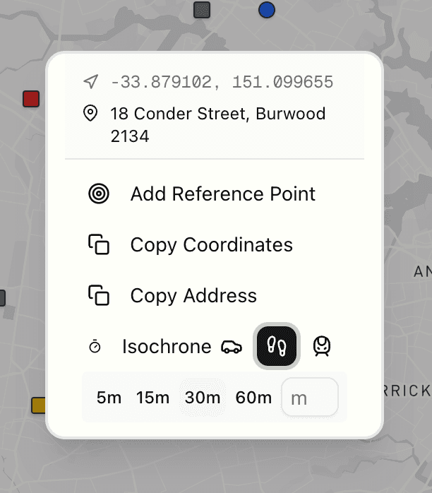 Map context menu
