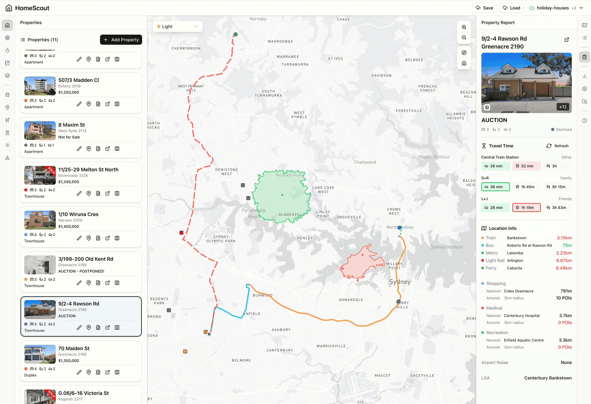 myHomeScout application overview showing all sections